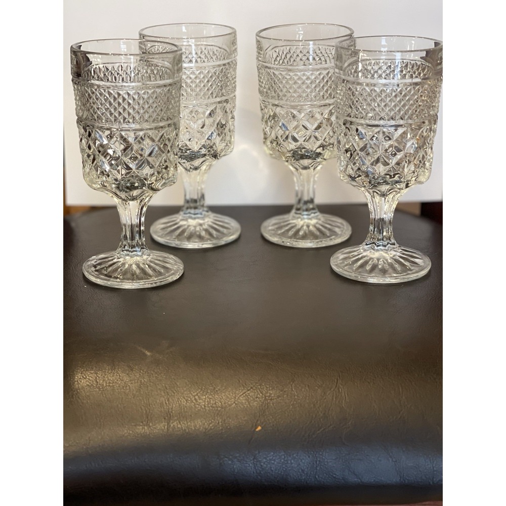 Vintage Anchor Hocking Wexford Water Goblets Clear Glass Set of 4